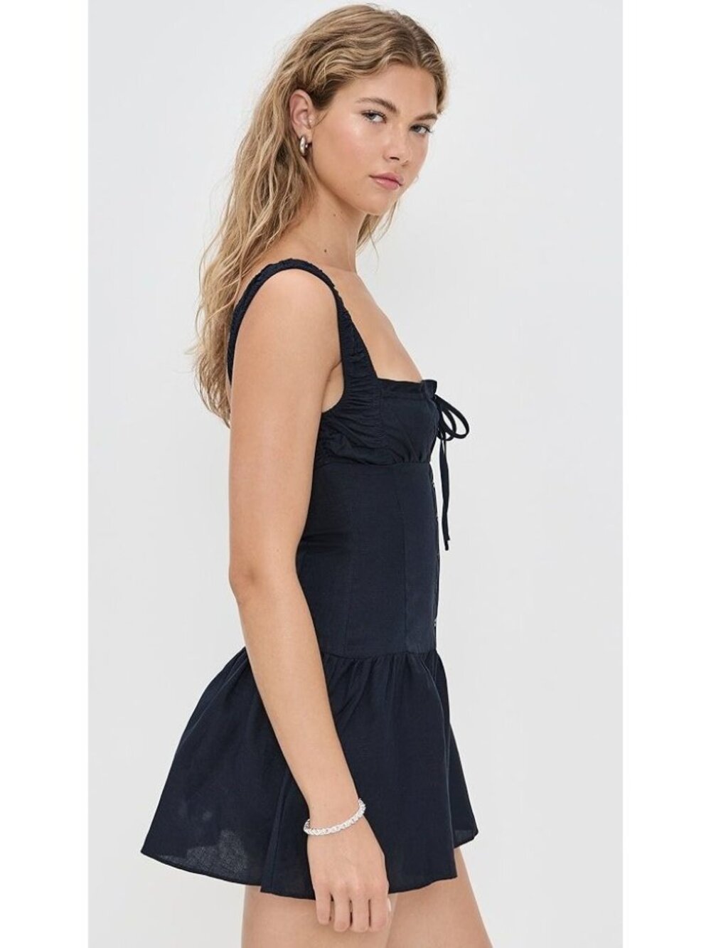 LIONESS Heart Shaped Mini Dress in Onyx Large New Womens Cotton - Picture 13 of 16